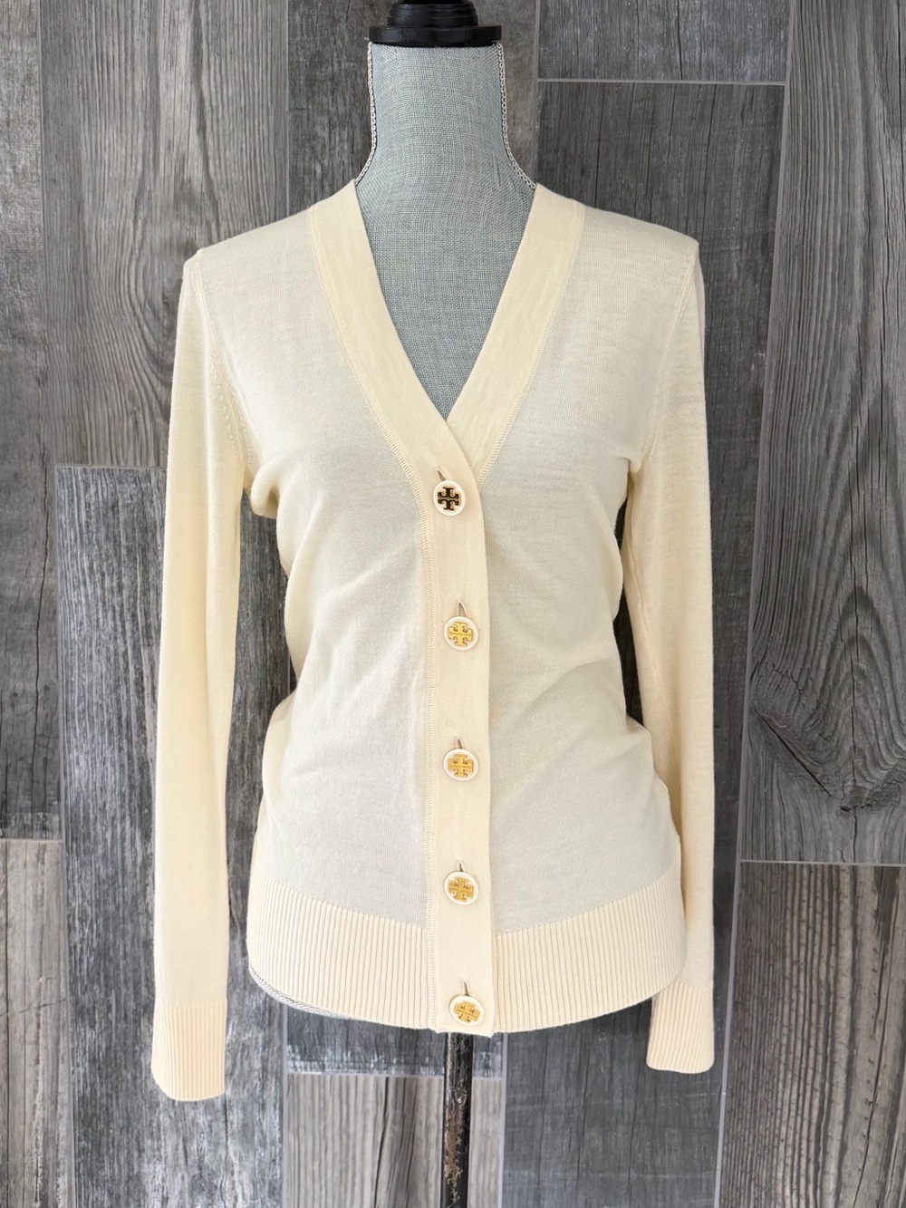 Tory Burch Merino Wool V Neck Cardigan